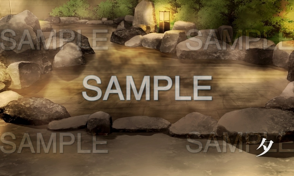 【背景素材】露天風呂(温泉街編part01-Iris036)