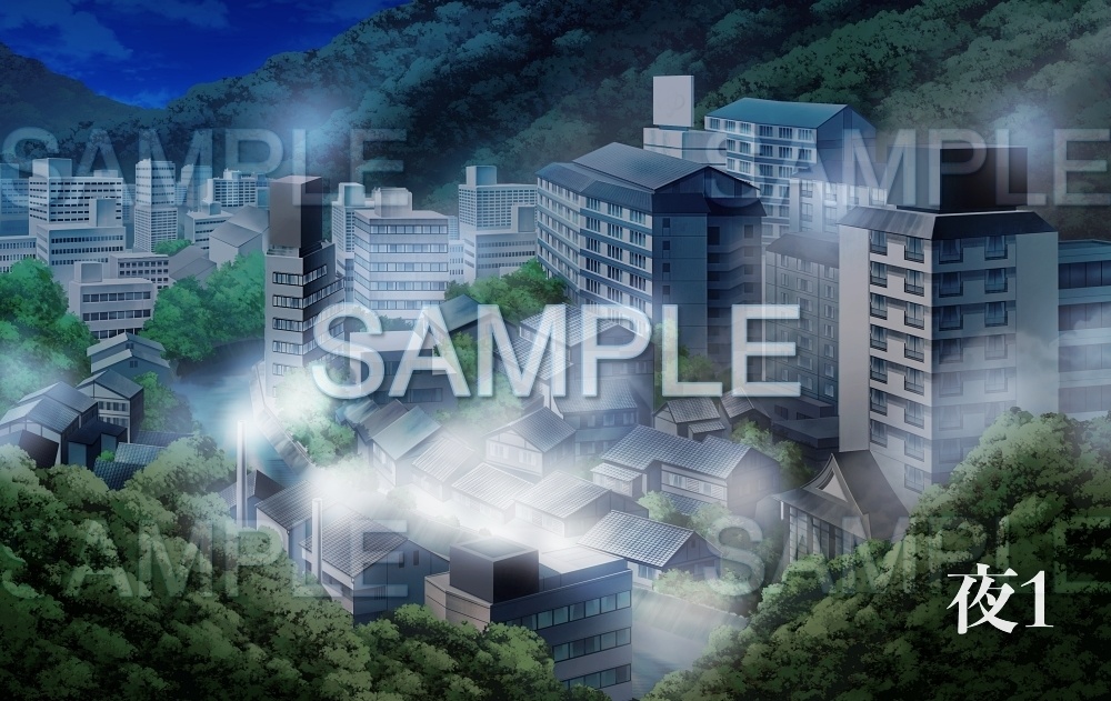 【背景素材】温泉街 | 文字なし(温泉街編part01-Iris035)