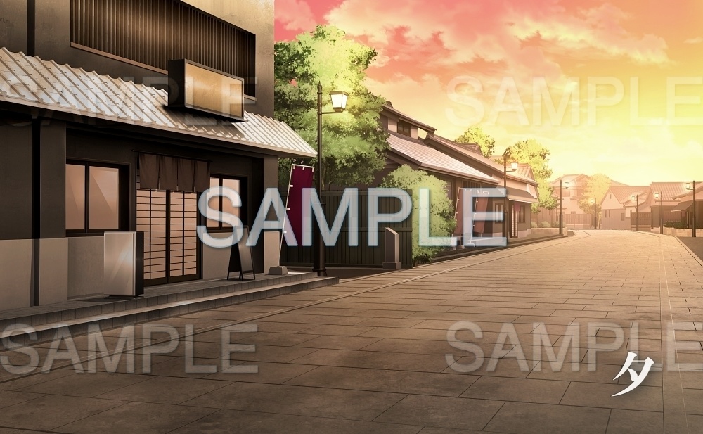 【背景素材】温泉街 甘味処 | 文字なし(温泉街編part01-Iris037)