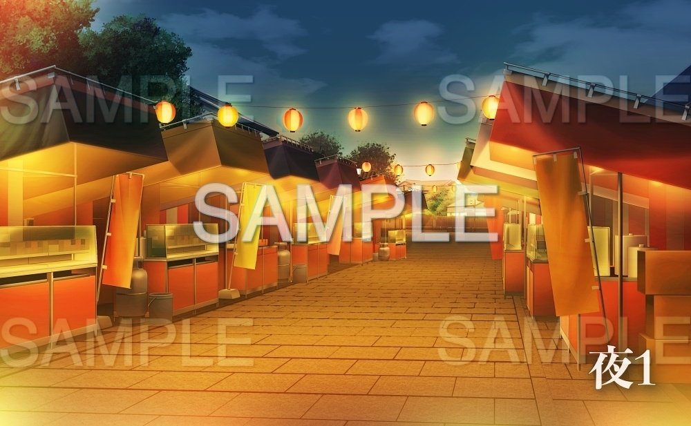 【背景素材】お祭り会場 | 文字なし(日常編part15-Iris040)