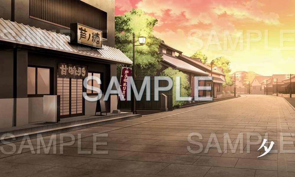 【背景素材】温泉街 甘味処(温泉街編part01-Iris037)