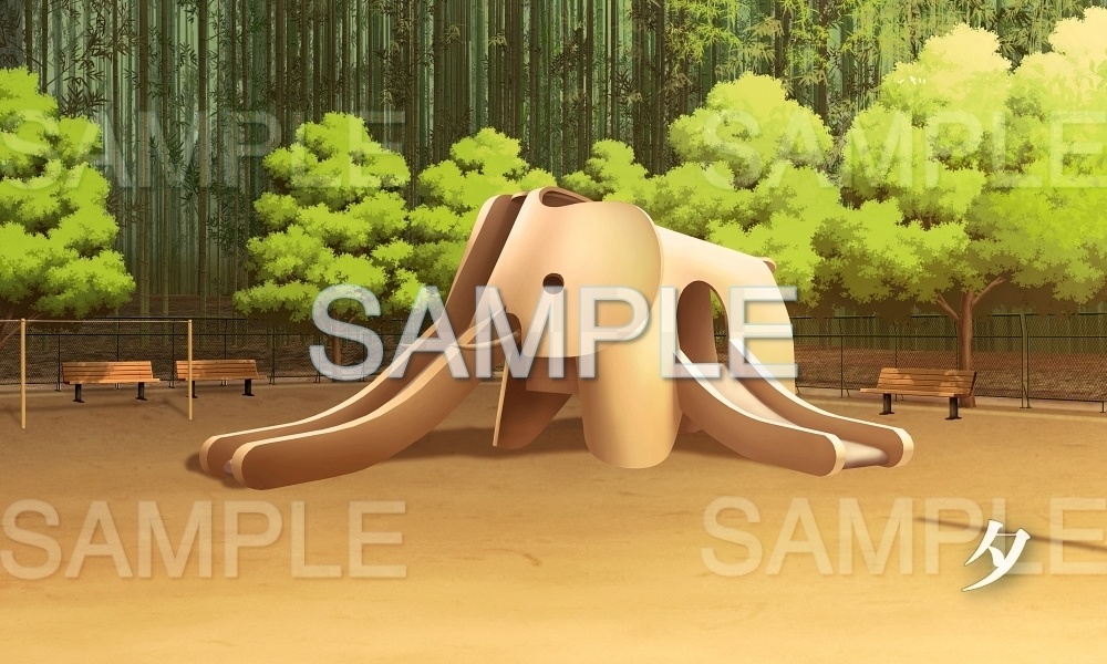 【背景素材】象の滑り台 公園(日常編part15-Iris041)