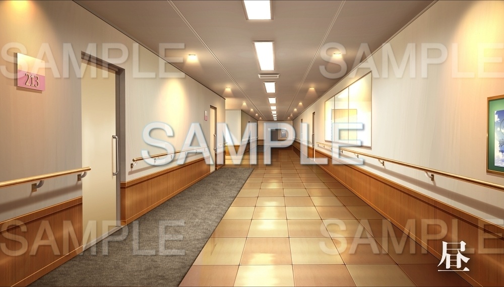 【背景素材】病棟 廊下(病院ホラー編part1-AChos002_b)