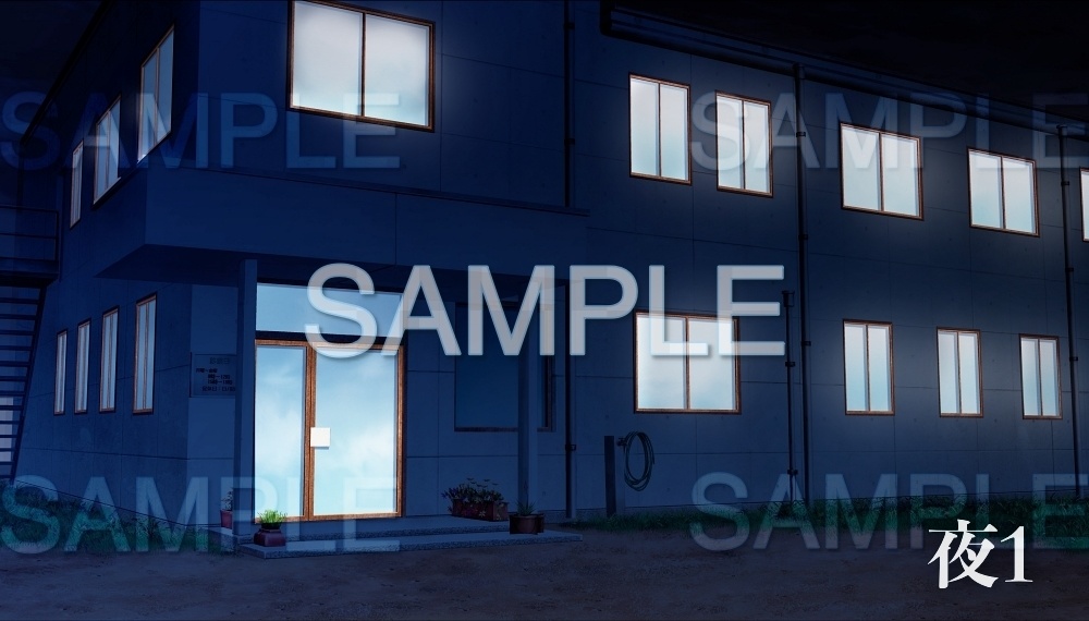 【背景素材】病棟 外観(病院ホラー編part1-minihos004_b) +文字なし版