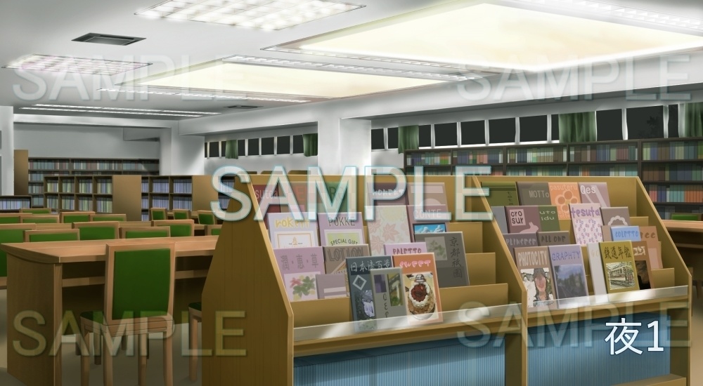 【背景素材】図書室(学園編part7-13school004)