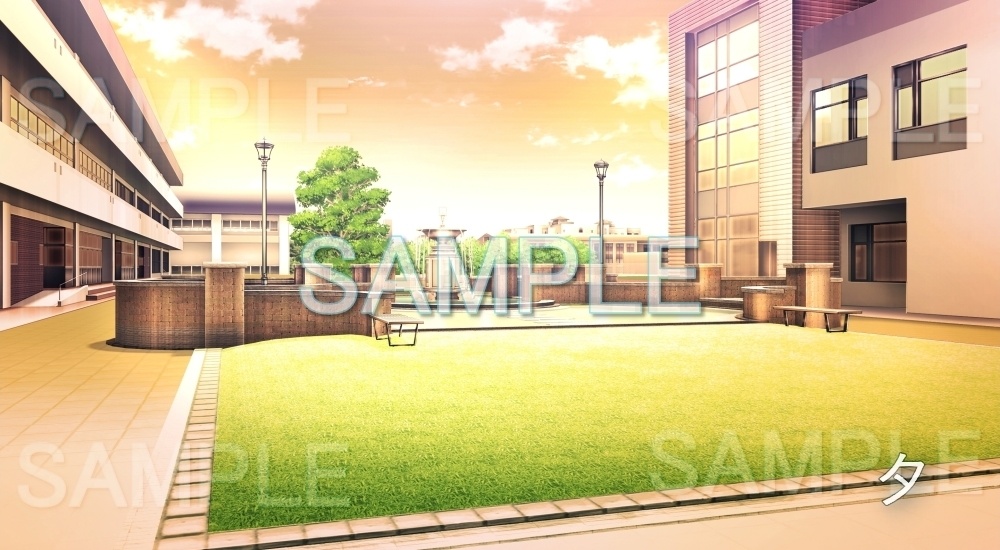 【背景素材】中庭 噴水(学園編part7-schoolout03)