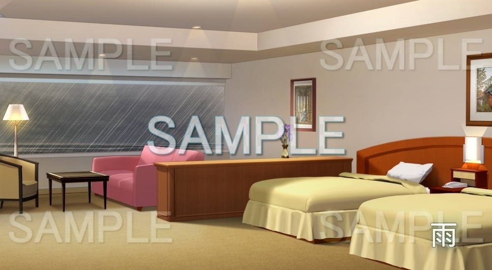 【背景素材】ホテル 客室 ツイン(レジャー・施設編part5-snowmori_019)