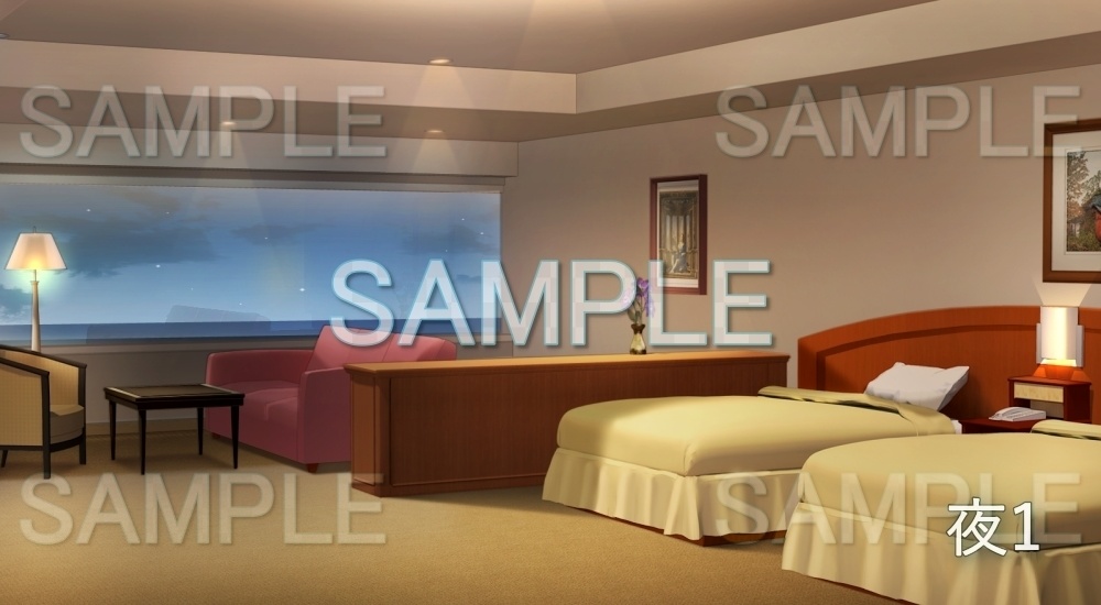 【背景素材】ホテル 客室 ツイン(レジャー・施設編part5-snowmori_019)