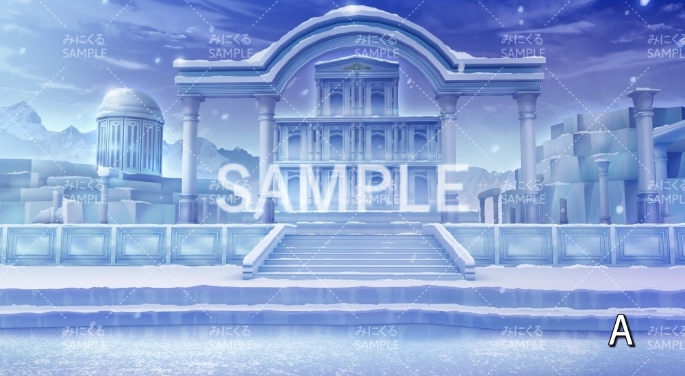 【背景素材】氷のダンジョン 神殿(ダンジョン編part1-icedan)