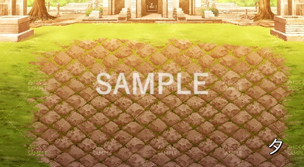 【背景素材】昼/夕 遺跡 石畳のフィールド (ダンジョン編part1-iseki02_bf)