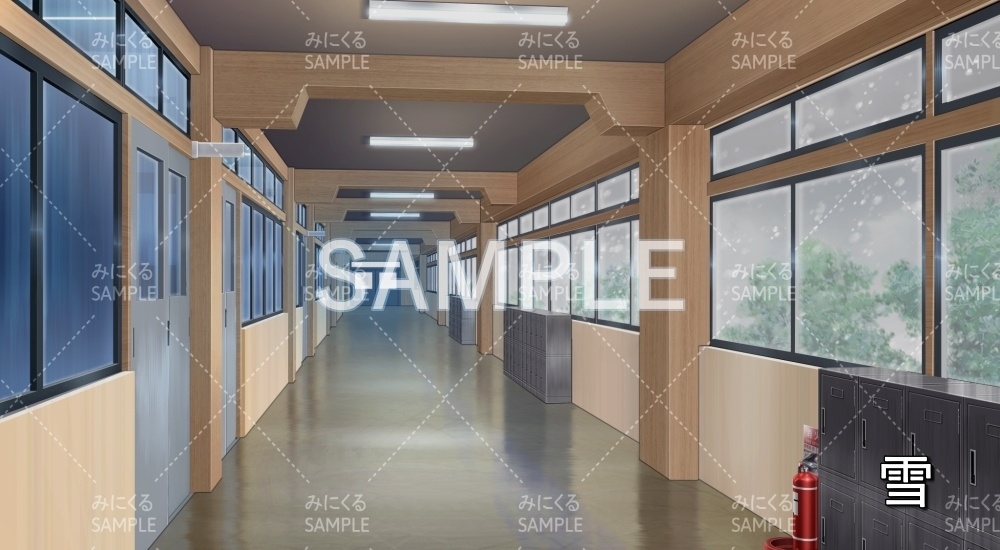 【背景素材】廊下 雪差分有(学園編part11-BG11_d_a)