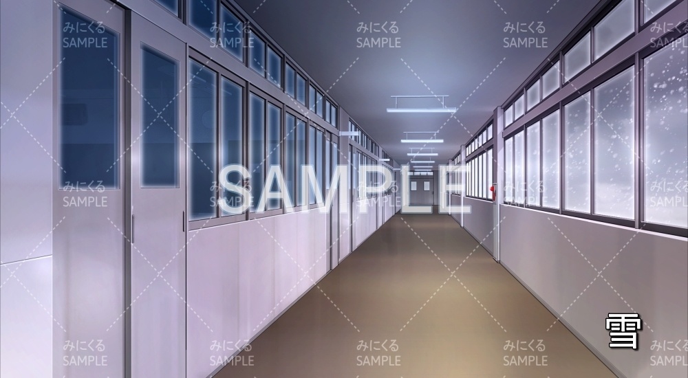 【背景素材】廊下 雪差分有(学園編part11-BG11_pl_a)