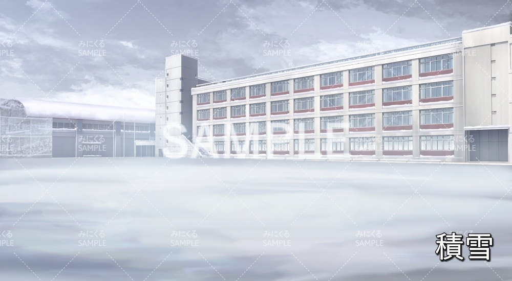 【背景素材】学校校舎 雪差分有(学園編part11-BG15_d_a)
