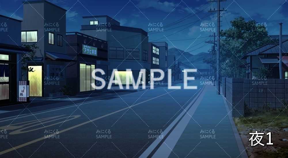 【背景素材】街並み/道路 昼夕夜 (日常編part20-BG08_d_a)