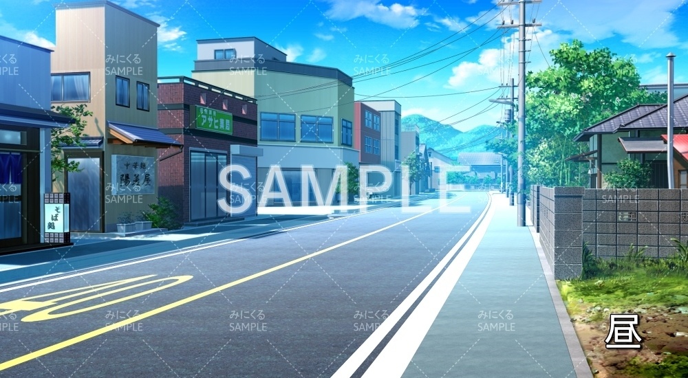 【背景素材】街並み/道路 昼夕夜 (日常編part20-BG08_d_a)