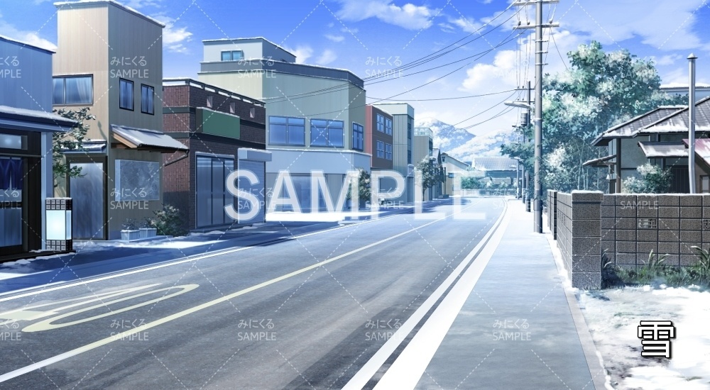 【背景素材】街並み/道路 | 文字なし (日常編part20-BG08_d_a)