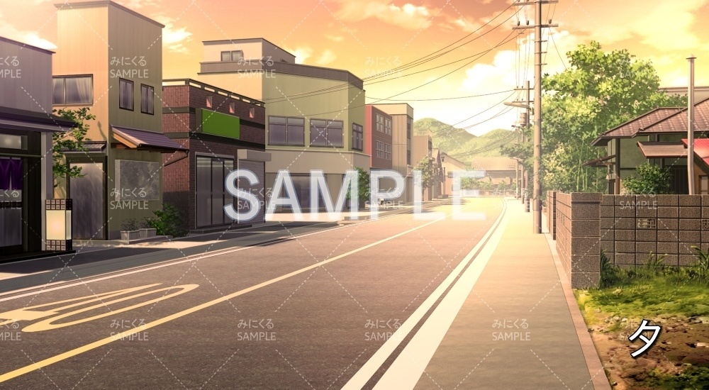 【背景素材】街並み/道路 | 文字なし (日常編part20-BG08_d_a)