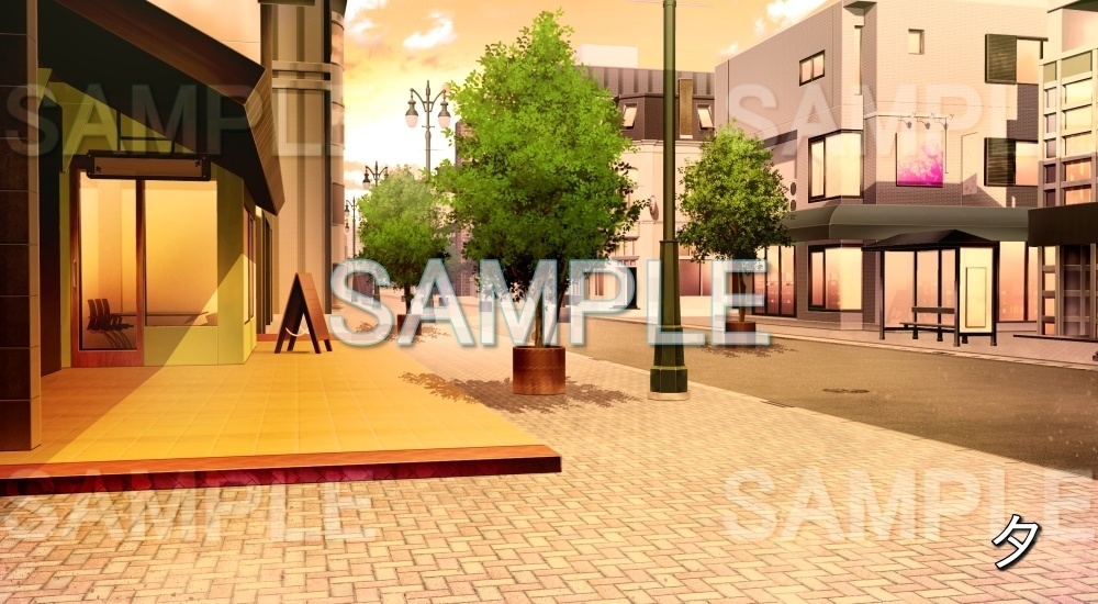 【背景素材】街灯のある街並み | 文字なし (日常編part20-BG15_pl_a)