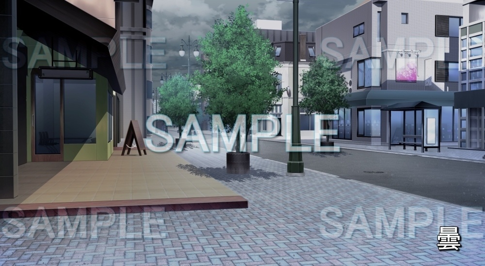 【背景素材】街灯のある街並み | 文字なし (日常編part20-BG15_pl_a)