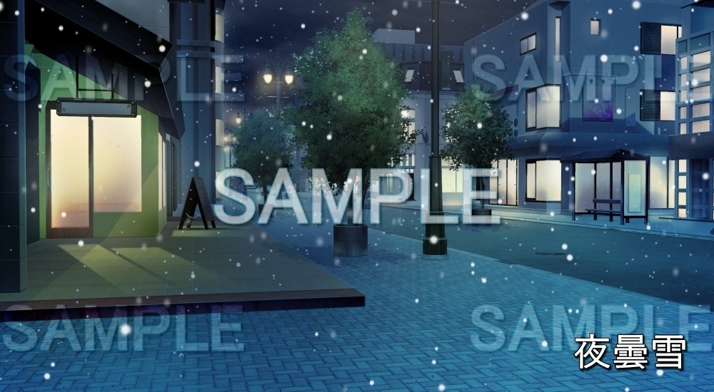 【背景素材】街灯のある街並み | 文字なし (日常編part20-BG15_pl_a)