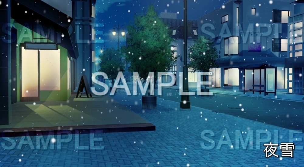 【背景素材】街灯のある街並み | 文字なし (日常編part20-BG15_pl_a)