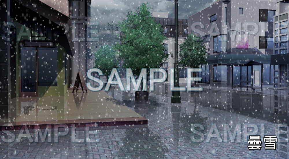 【背景素材】街灯のある街並み | 文字なし (日常編part20-BG15_pl_a)