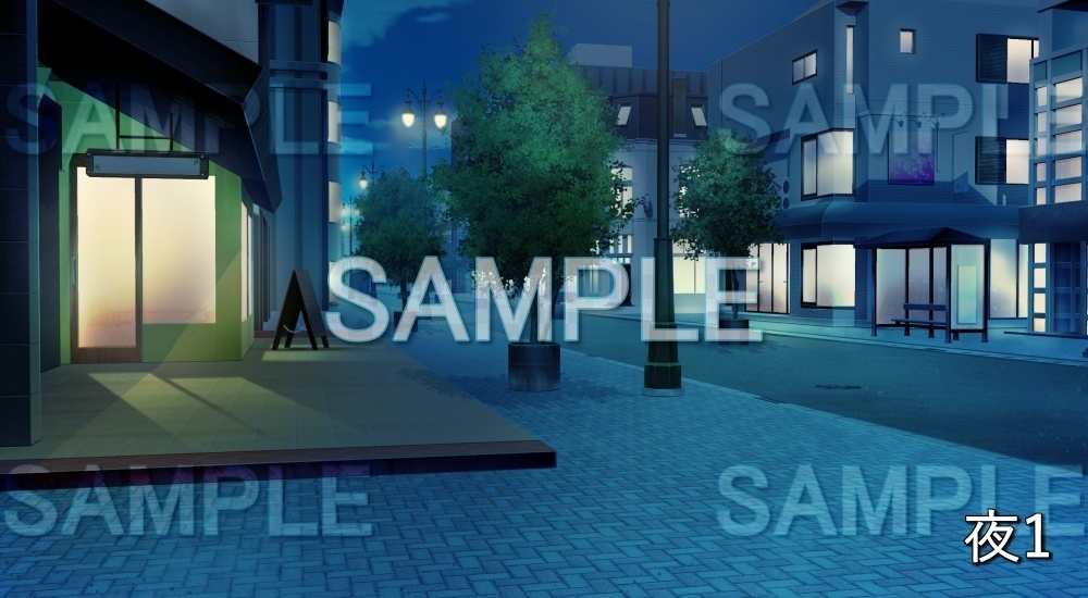 【背景素材】街灯のある街並み | 文字なし (日常編part20-BG15_pl_a)