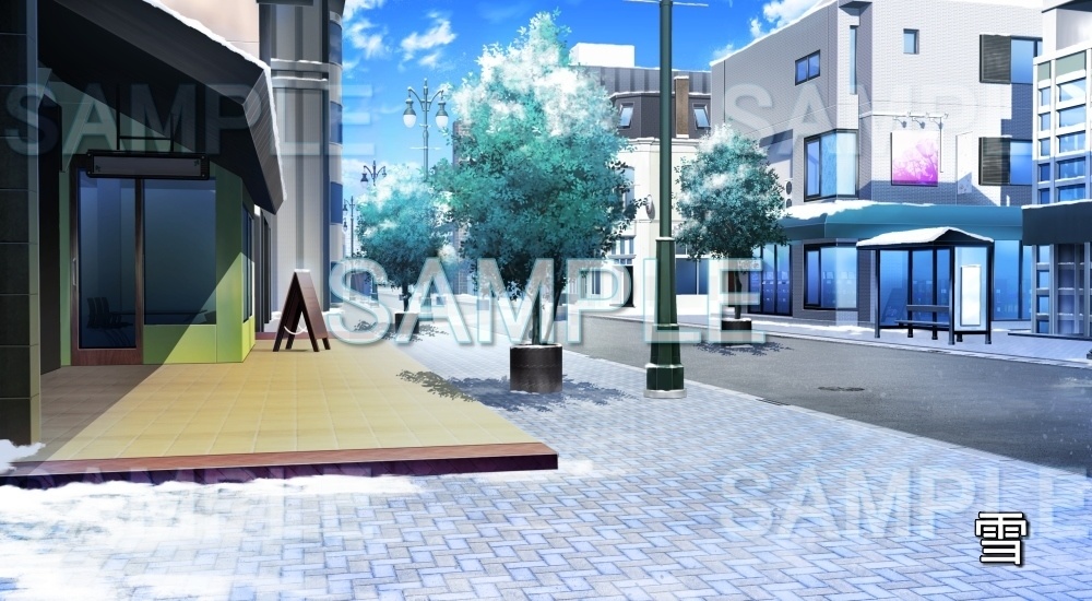 【背景素材】街灯のある街並み | 文字なし (日常編part20-BG15_pl_a)