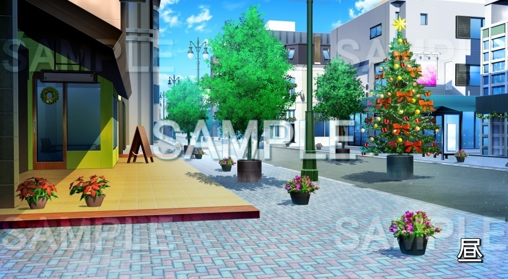 【背景素材】クリスマスの街並み | 文字なし (日常編part20-BG15_pl_crhs_ns)