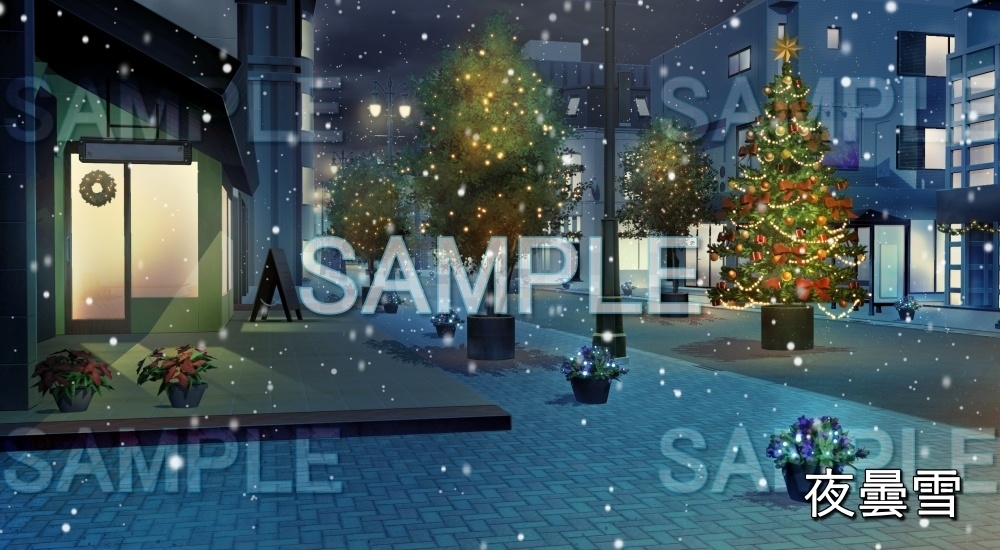 【背景素材】クリスマスの街並み | 文字なし (日常編part20-BG15_pl_crhs_ns)