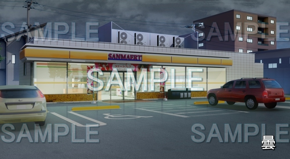 【背景素材】コンビニ外観(店舗編part01-shop03)