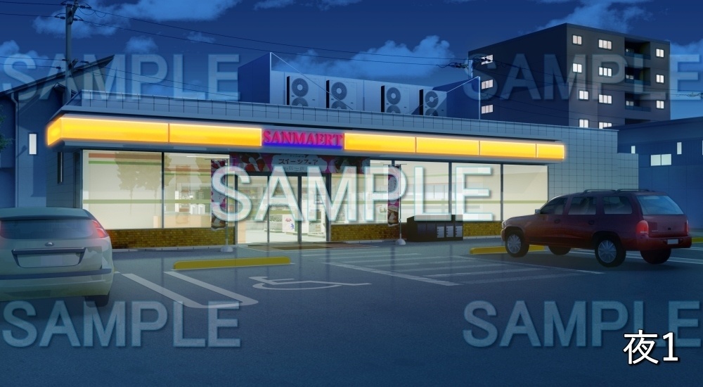 【背景素材】コンビニ外観(店舗編part01-shop03)