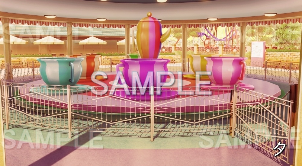 【背景素材】コーヒーカップ 遊園地(店舗編part01-shop11)