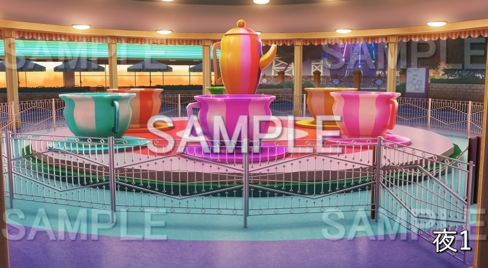 【背景素材】コーヒーカップ 遊園地(店舗編part01-shop11)