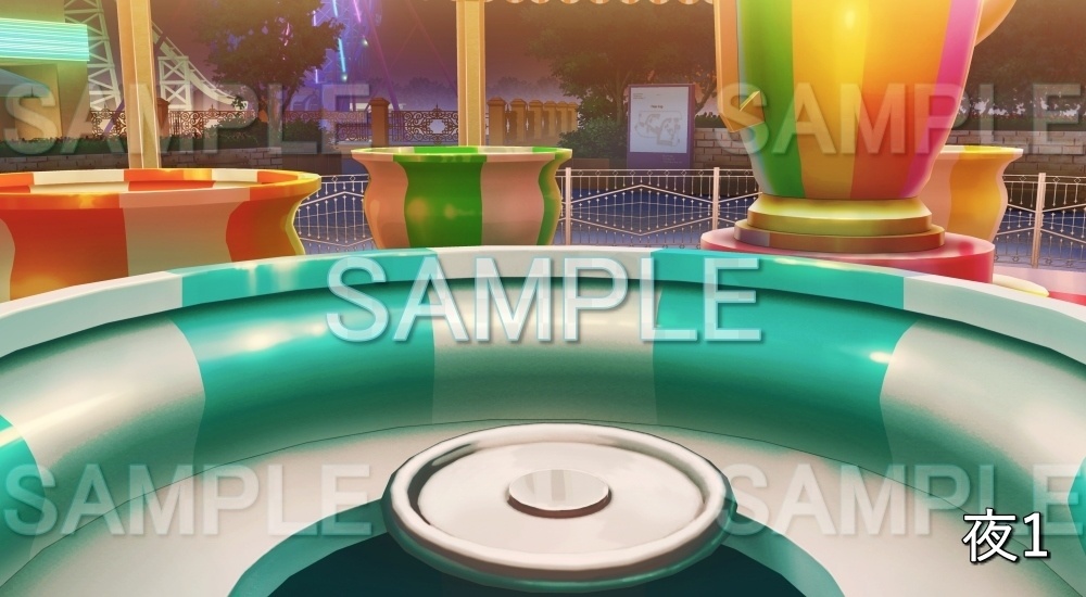 【背景素材】コーヒーカップ寄り 遊園地(店舗編part01-shop12)