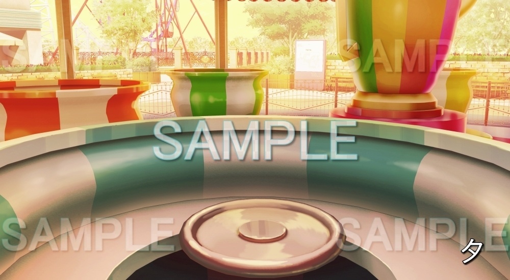 【背景素材】コーヒーカップ寄り 遊園地(店舗編part01-shop12)