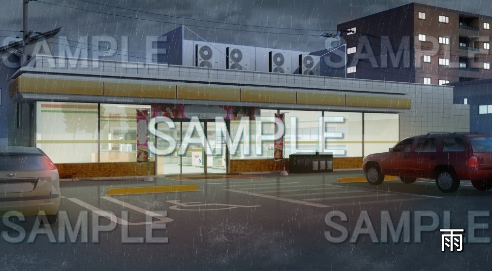 【背景素材】コンビニ外観 | 文字なし(店舗編part01-shop03)