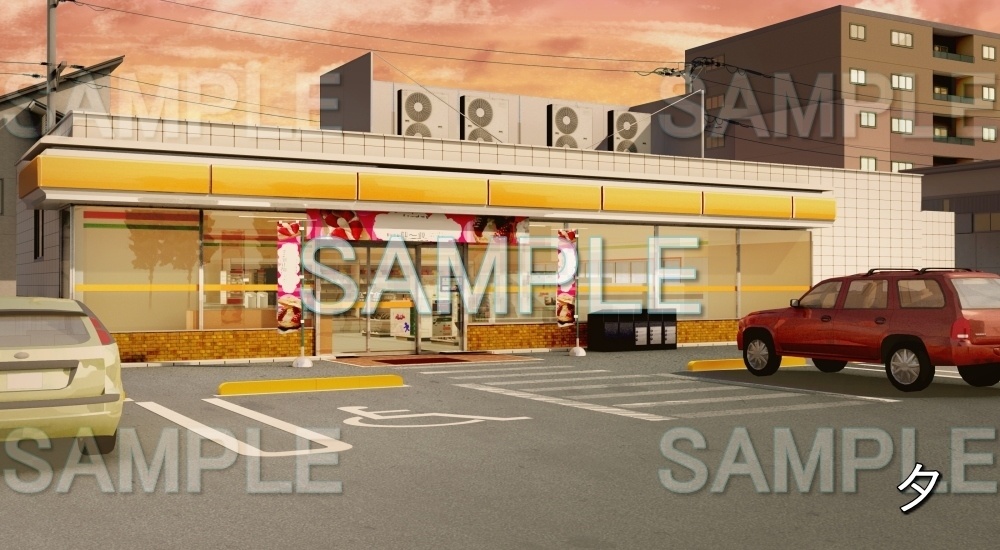 【背景素材】コンビニ外観 | 文字なし(店舗編part01-shop03)