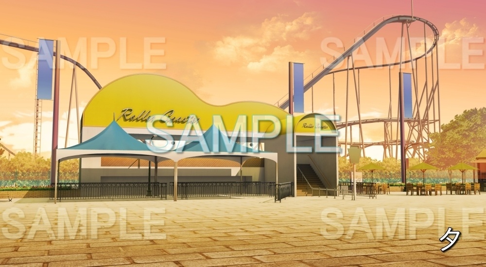 【背景素材】ジェットコースター 遊園地(店舗編part01-shop13)
