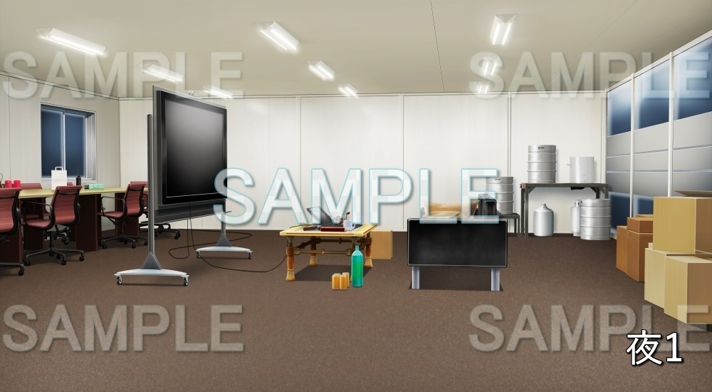 【背景素材】モニターのある会議室(オフィス編part02-office06)