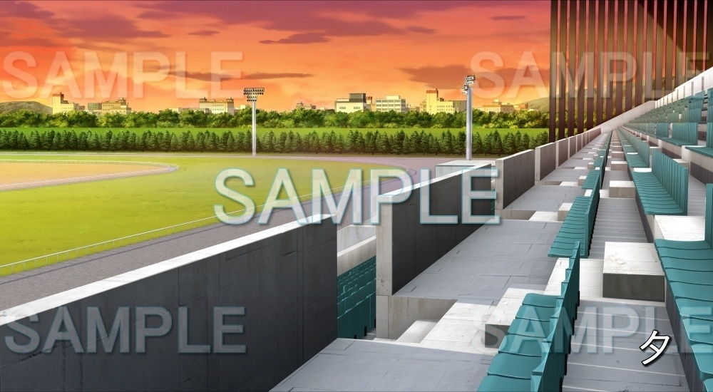 【背景素材】観客席 (競馬場編-Audience seats)