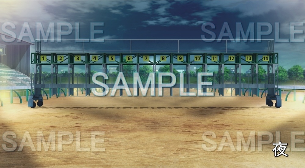 【背景素材】ゲート/発馬機 閉 (競馬場編-Gate01_book1)