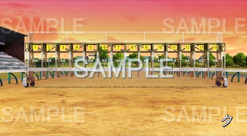 【背景素材】ゲート/発馬機 閉 (競馬場編-Gate01_book1)