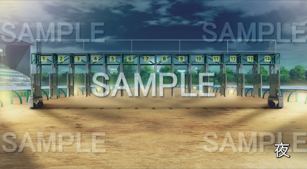 【背景素材】ゲート/発馬機 開 (競馬場編-Gate01_book2)