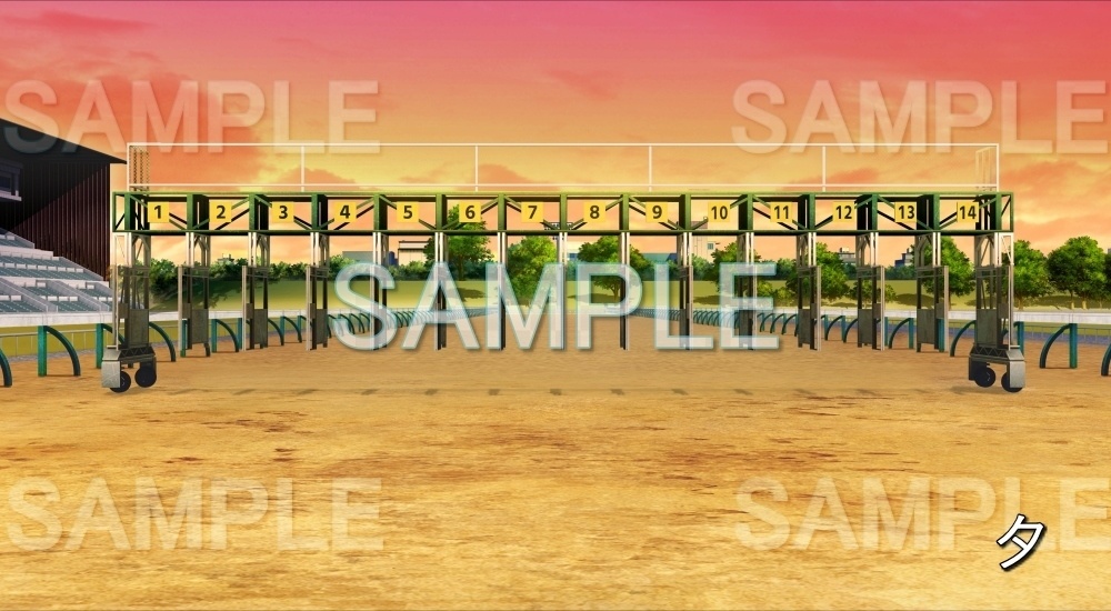 【背景素材】ゲート/発馬機 開 (競馬場編-Gate01_book2)