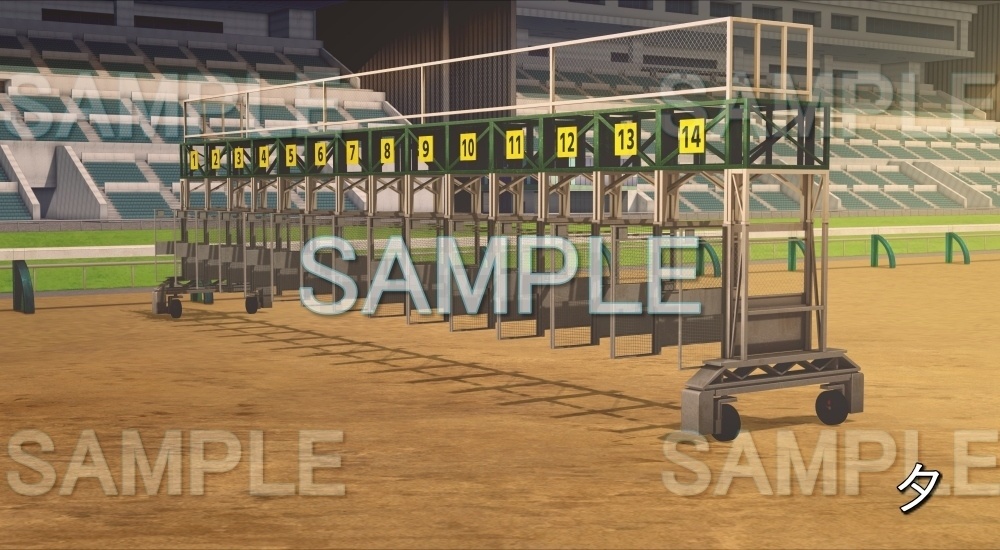 【背景素材】ゲート/発馬機 開 (競馬場編-Gate02_book1)