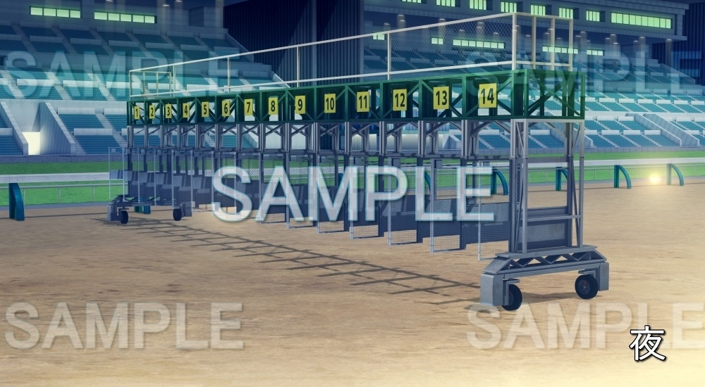 【背景素材】ゲート/発馬機 開 (競馬場編-Gate02_book1)