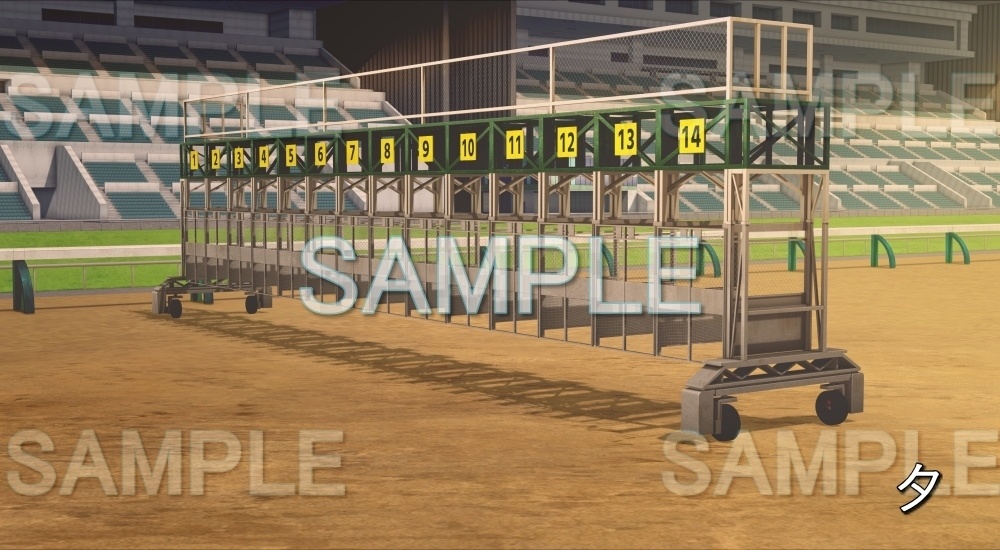 【背景素材】ゲート/発馬機 閉 (競馬場編-Gate02_book2)