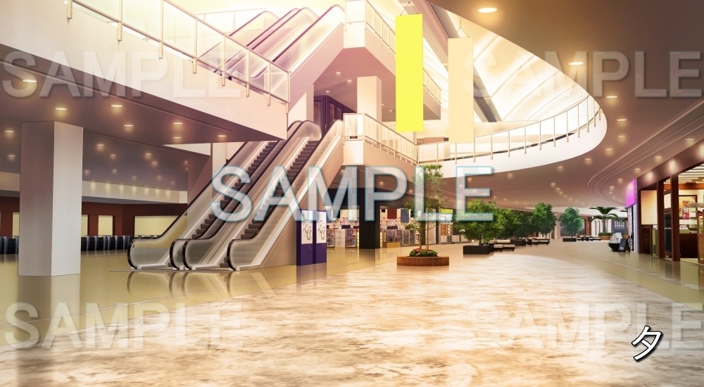 【背景素材】ショッピングモールエントランス | 文字なし(特殊編part02-bg036h)