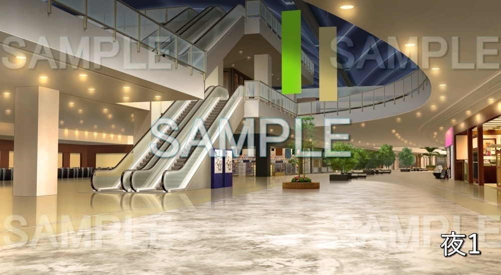 【背景素材】ショッピングモールエントランス | 文字なし(特殊編part02-bg036h)